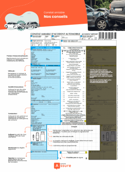 Infographie comment remplir un constat amiable.